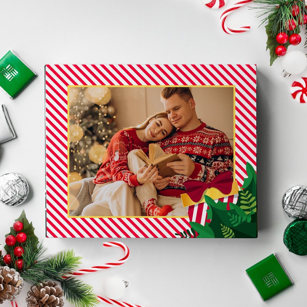 Caja de bombones personalizada con una foto - Stripes