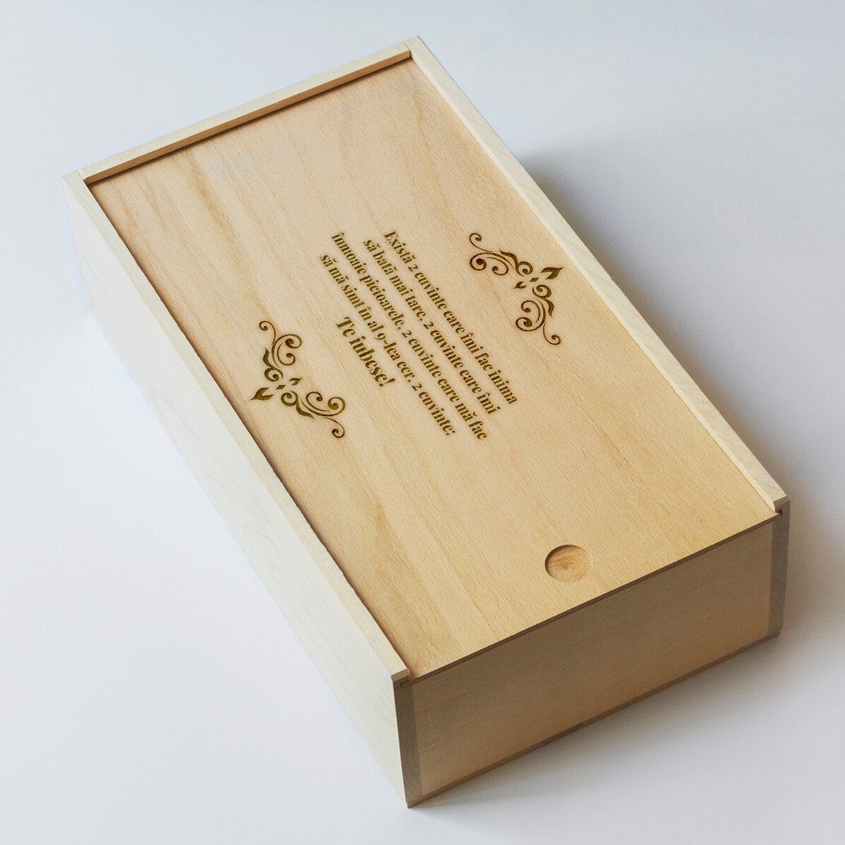 Caja de regalo personalizada de madera con mensaje