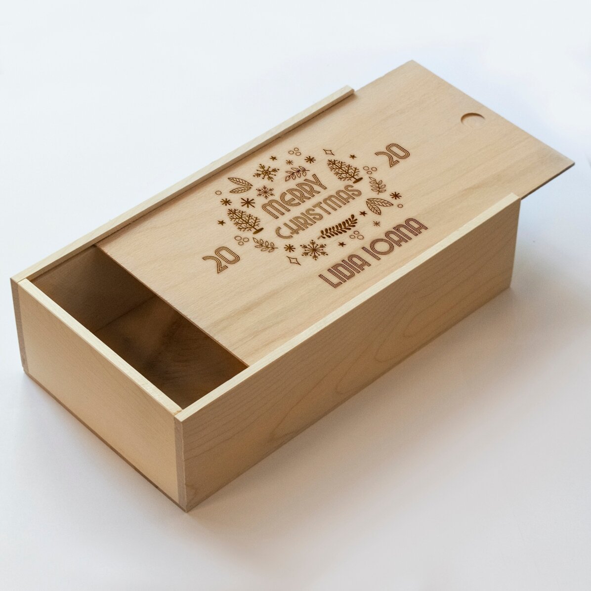 Caja de regalo personalizada de madera - Feliz Navidad