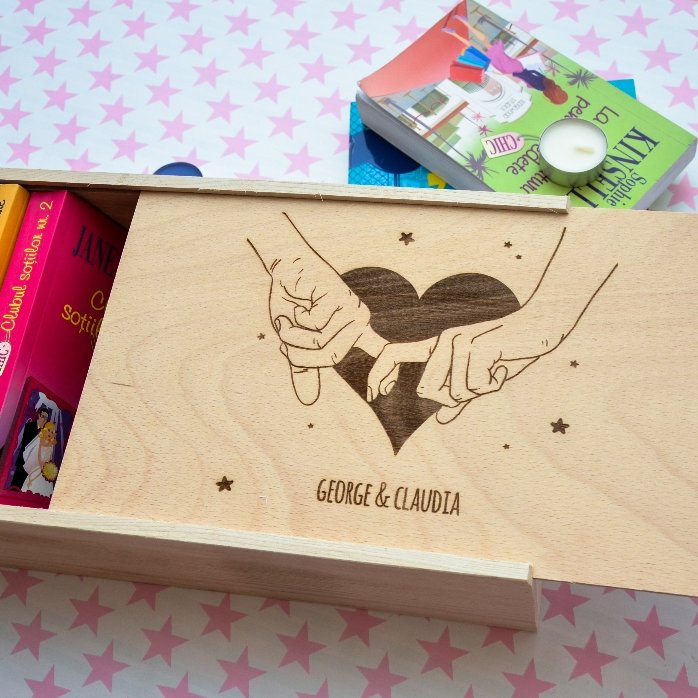 Caja de regalo personalizada de madera - Una historia para dos