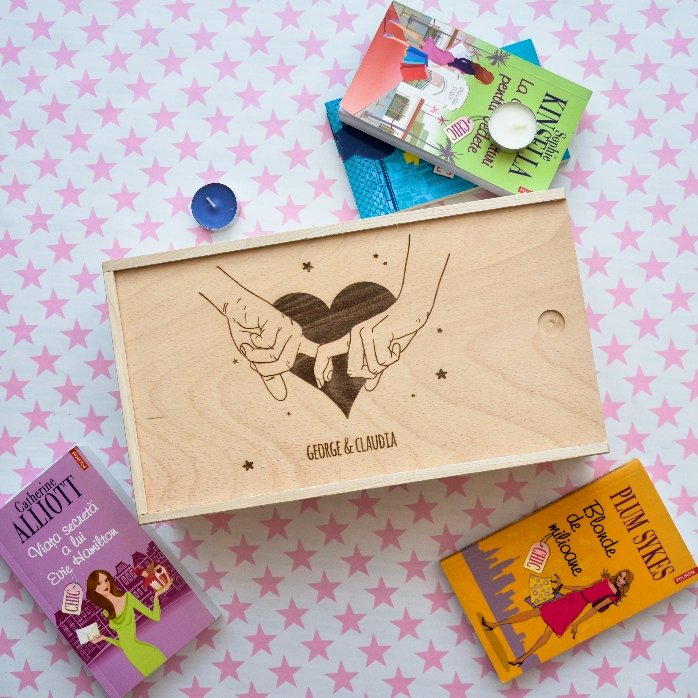 Caja de regalo personalizada de madera - Una historia para dos