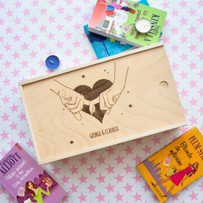 Caja de regalo personalizada de madera - Una historia para dos
