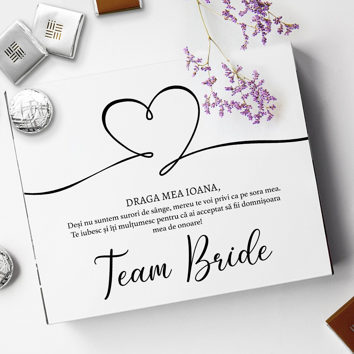 Personalised sweet box with message - Team Bride