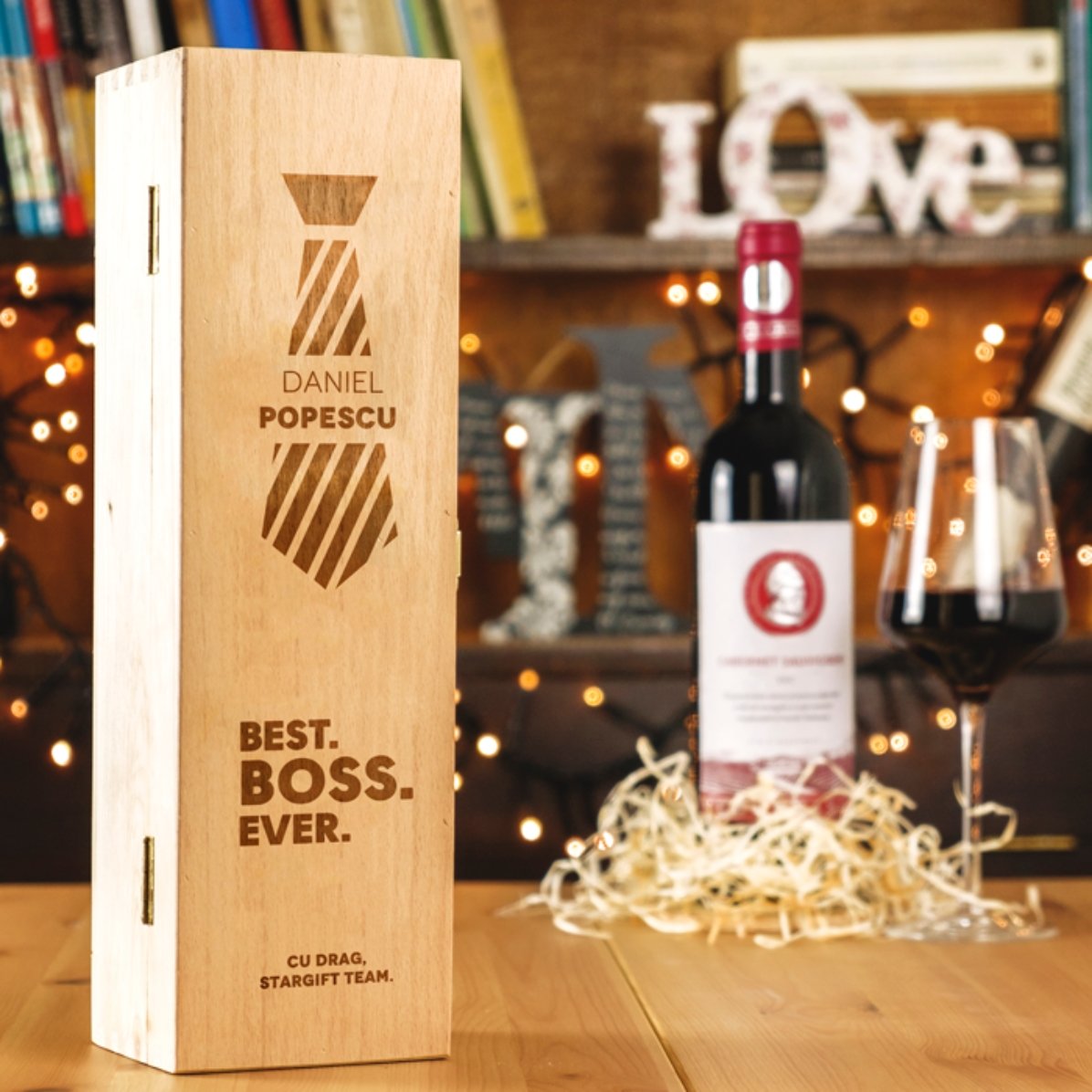 Caja de vino personalizada - Best Boss Ever 2