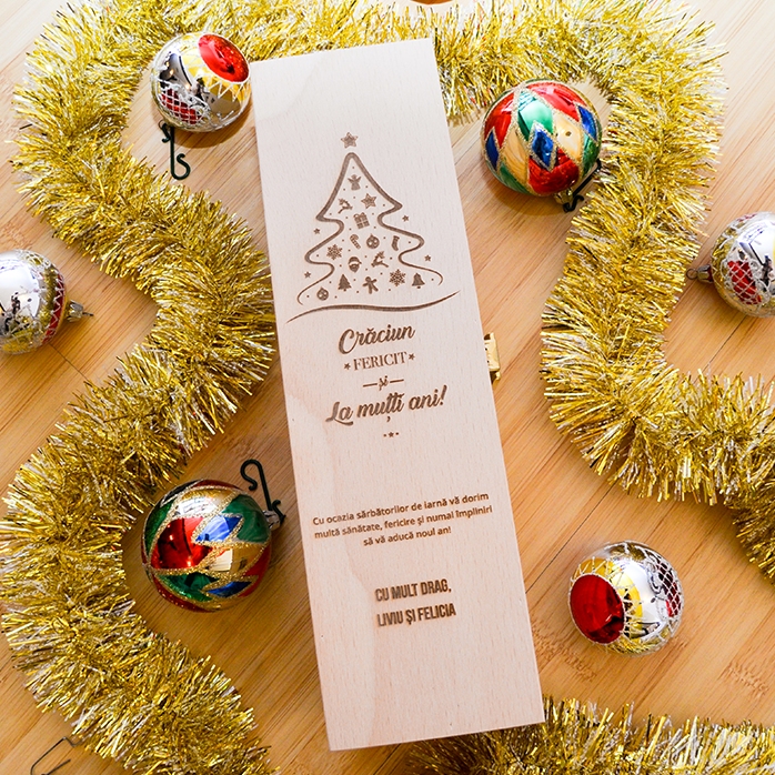 Caja de vino personalizada: ¡Feliz Navidad y próspero Año Nuevo!