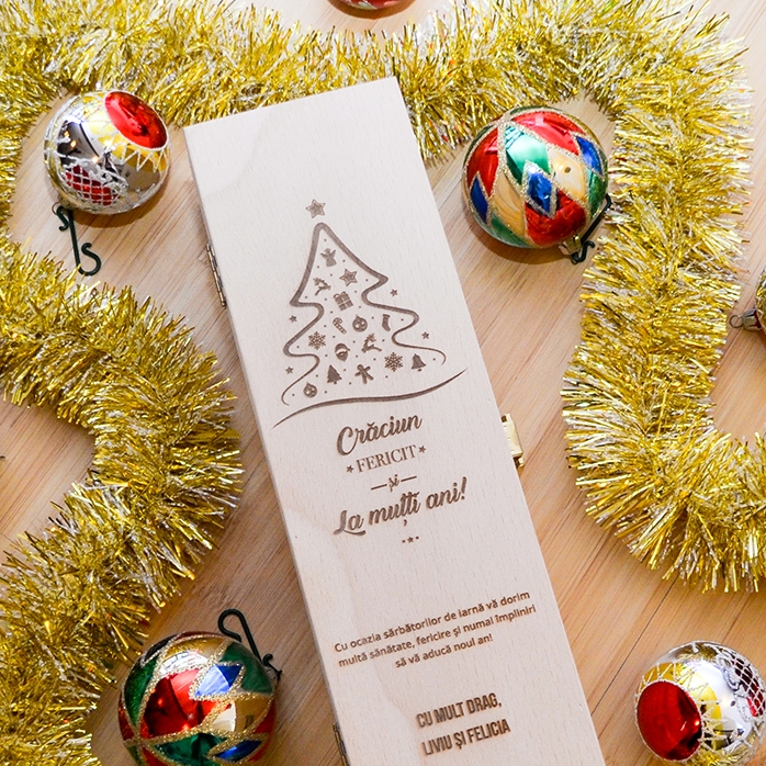 Caja de vino personalizada: ¡Feliz Navidad y próspero Año Nuevo!