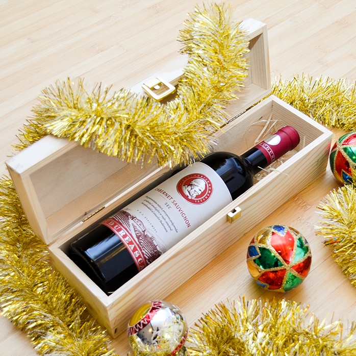 Caja de vino personalizada: ¡Feliz Navidad y próspero Año Nuevo!