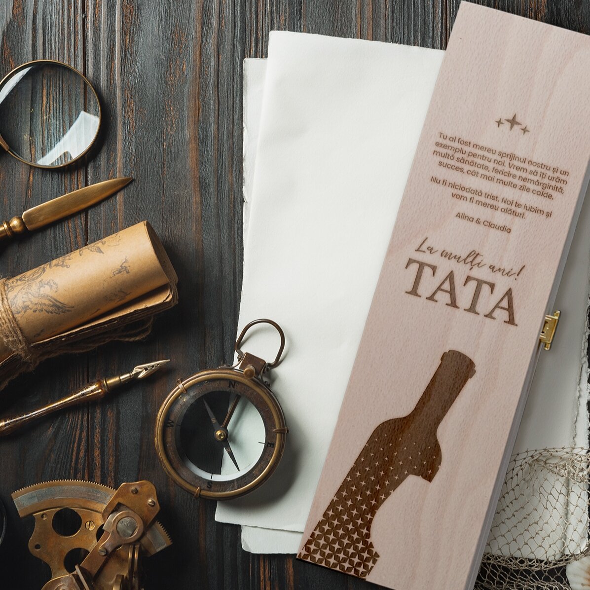 Caja de vino personalizada con mensaje - TATA