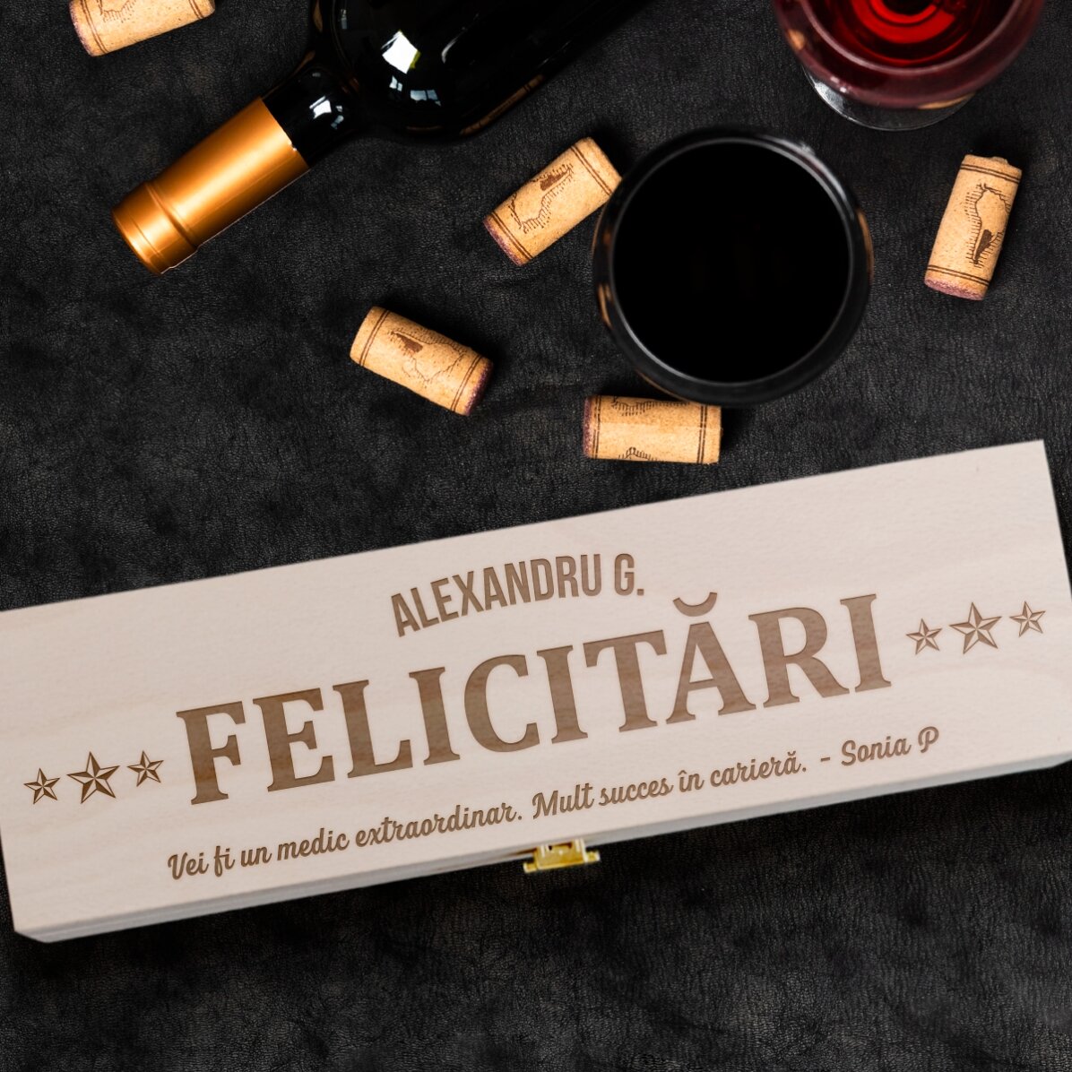 Caja de vino personalizada con mensaje - The best