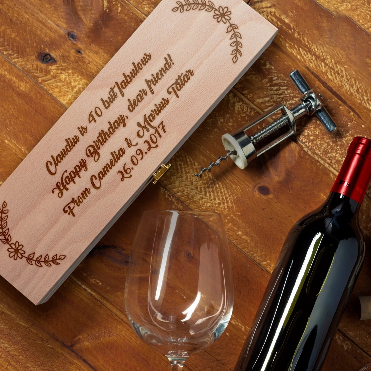 Caja de vino personalizada con mensaje