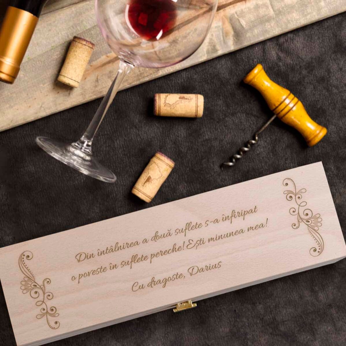 Caja de vino personalizada con texto - Los mejores deseos