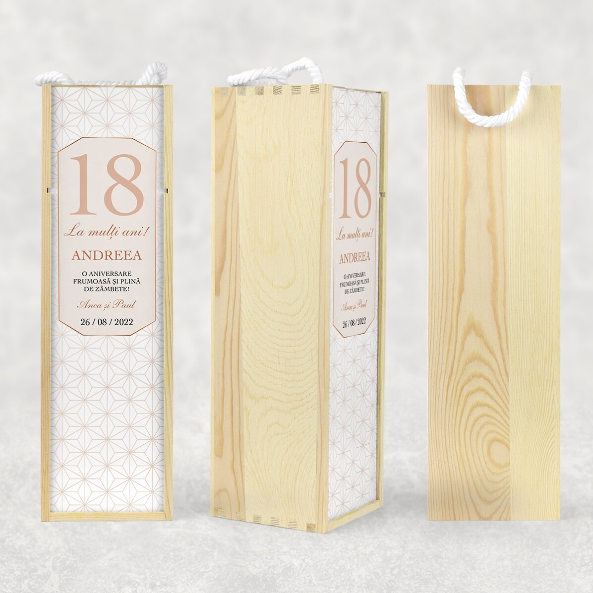 Caja de vino personalizada con texto: «Birthday»