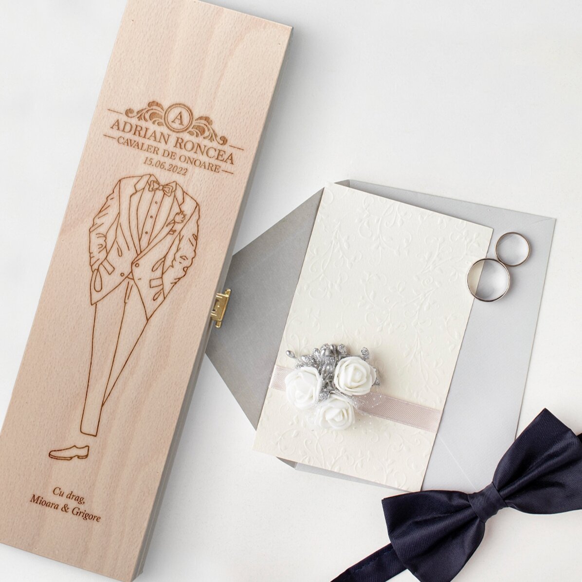 Caja de vino personalizada con texto - Padrino de boda