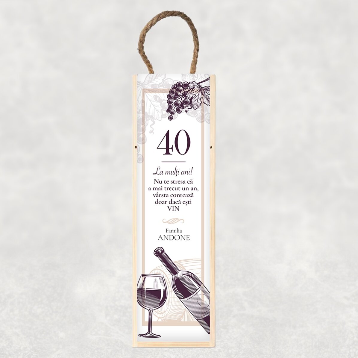 Caja de vino personalizada con mensaje de cumpleaños - Cheers