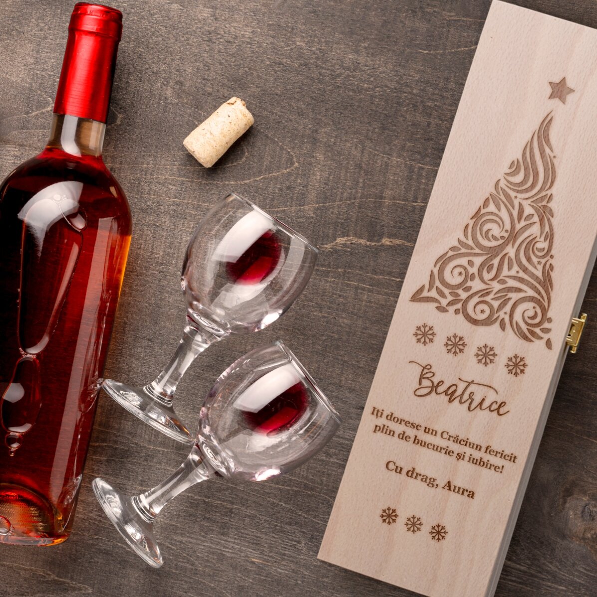 Caja de vino personalizada con texto: «Feliz Navidad»
