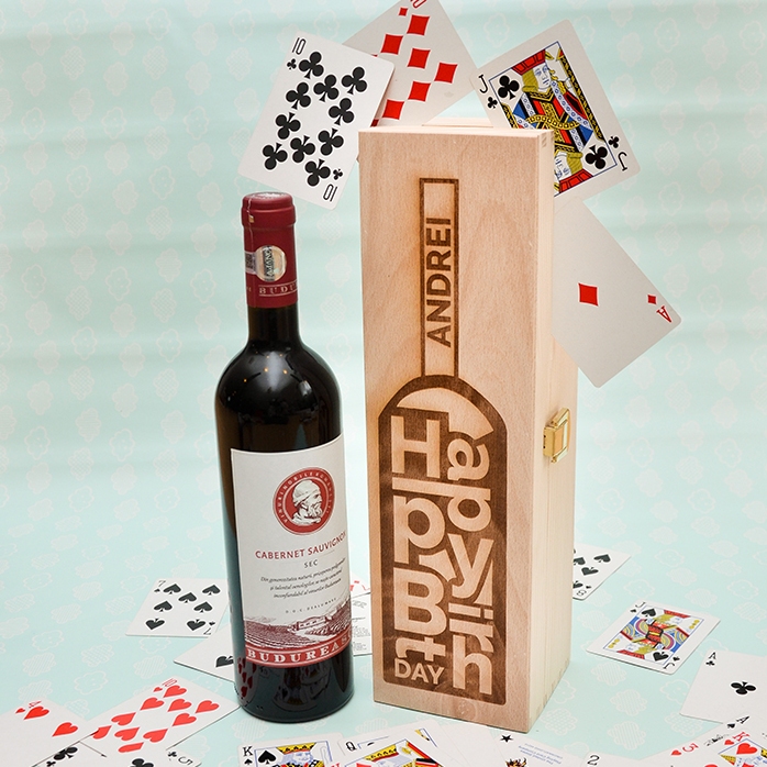 Caja de vino personalizada - Botella «Happy Birthday»