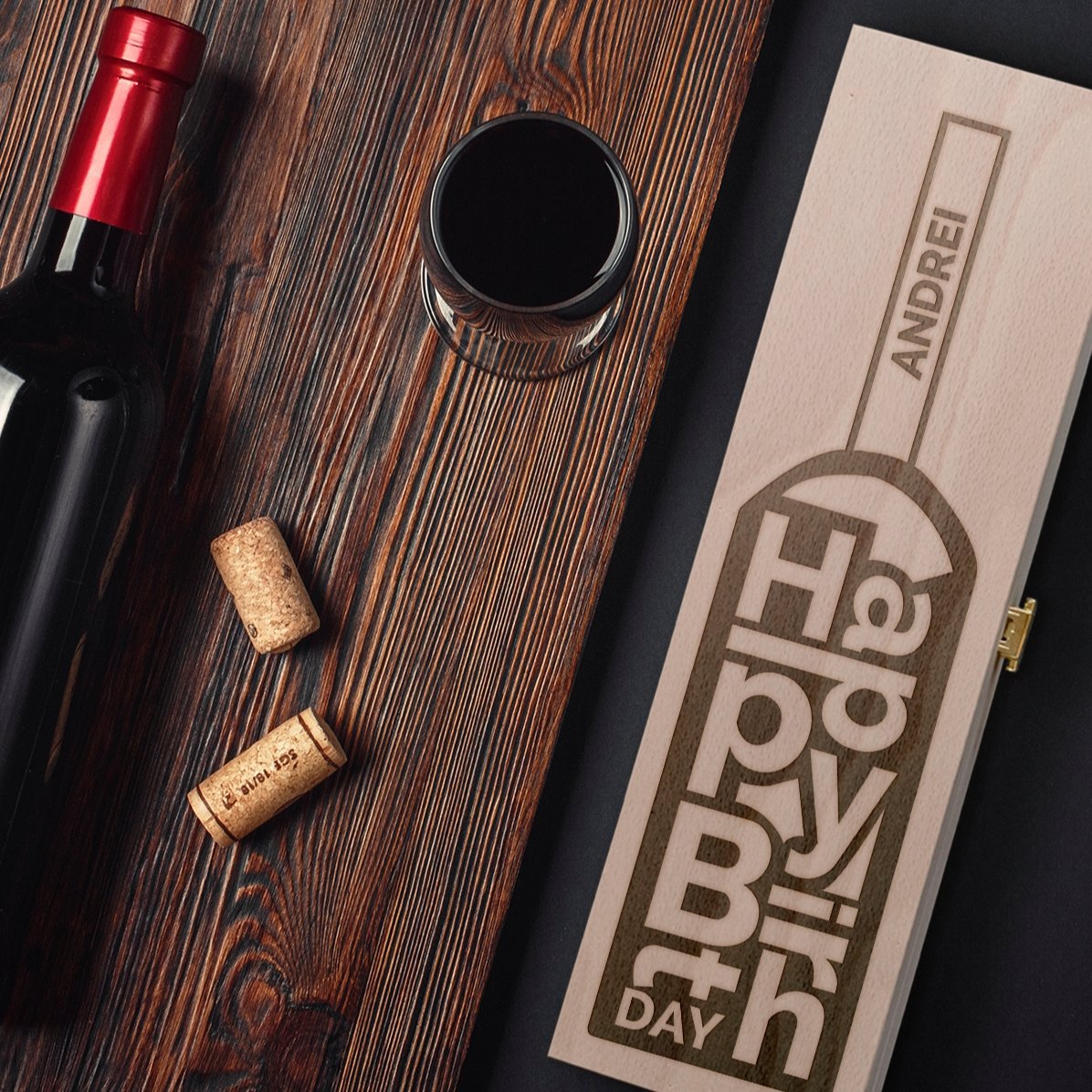 Caja de vino personalizada - Botella «Happy Birthday»