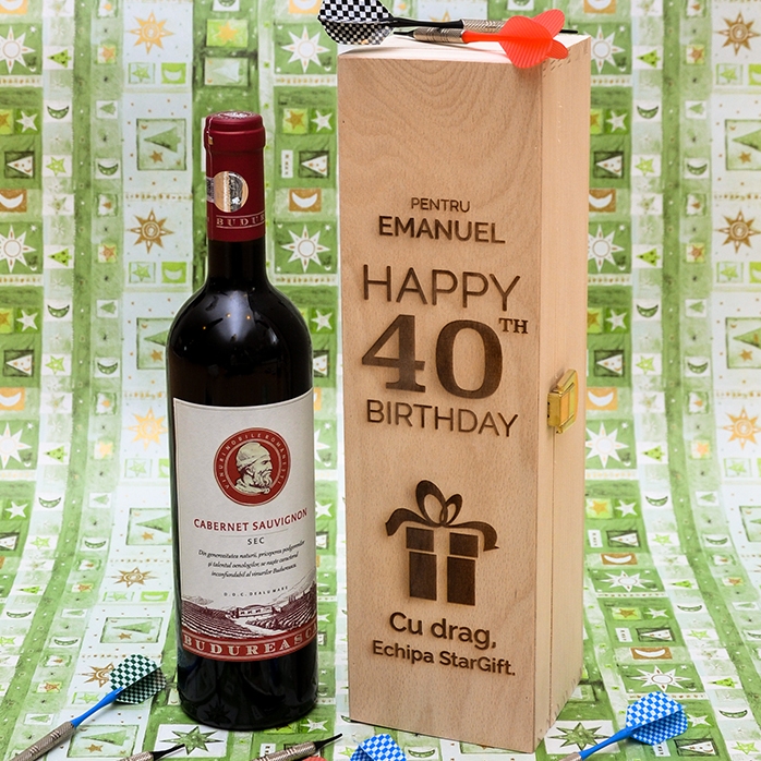 Caja de vino personalizada - Regalo de «Feliz cumpleaños»