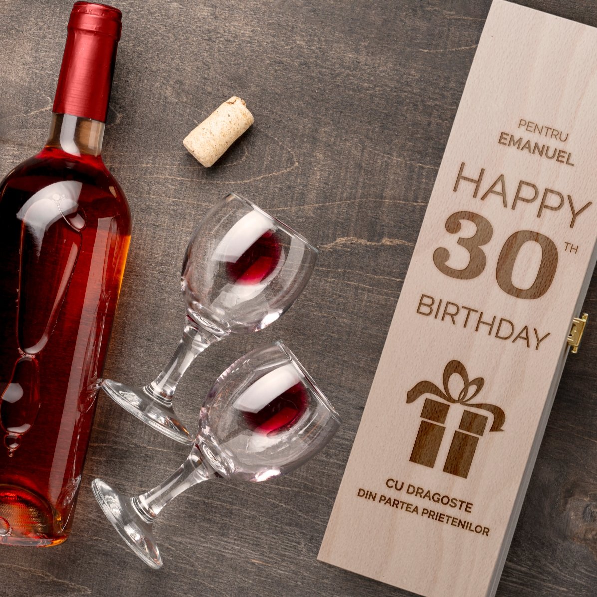 Caja de vino personalizada - Regalo de «Feliz cumpleaños»