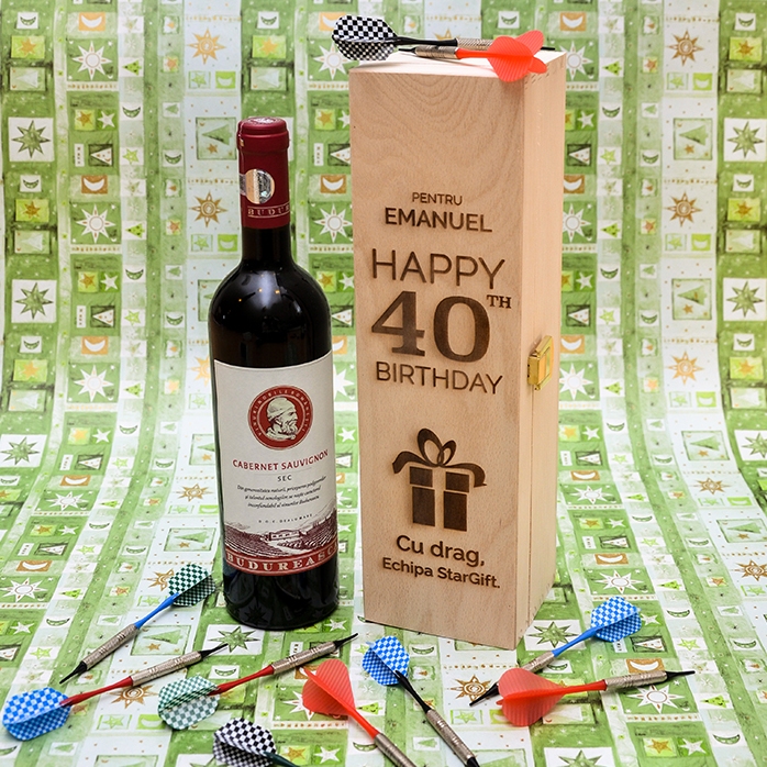 Caja de vino personalizada - Regalo de «Feliz cumpleaños»