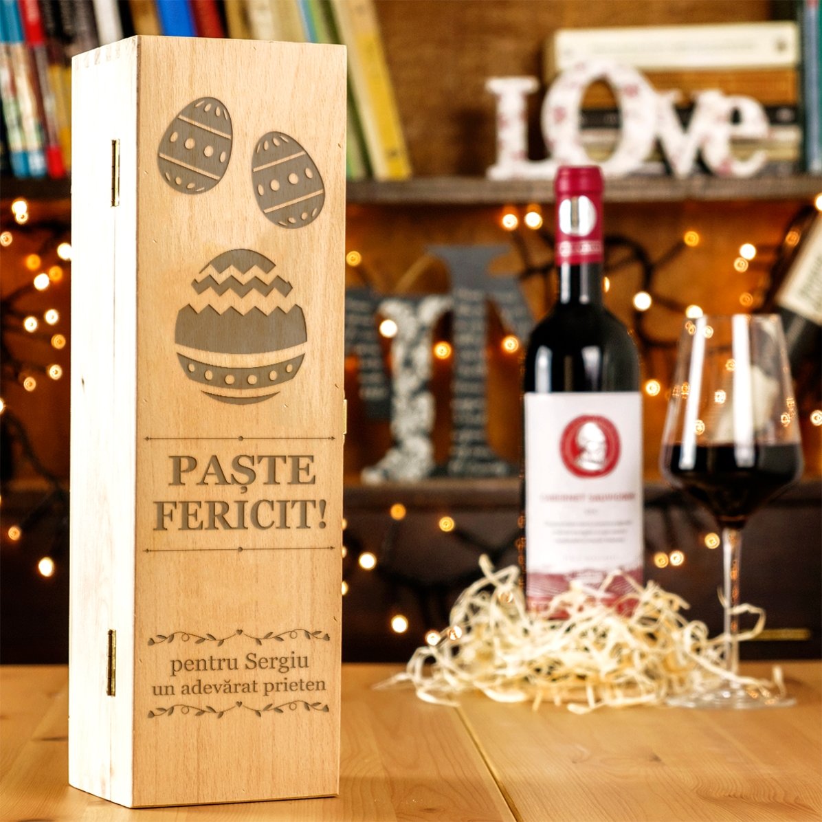 Caja de vino personalizada - ¡Feliz Pascua!