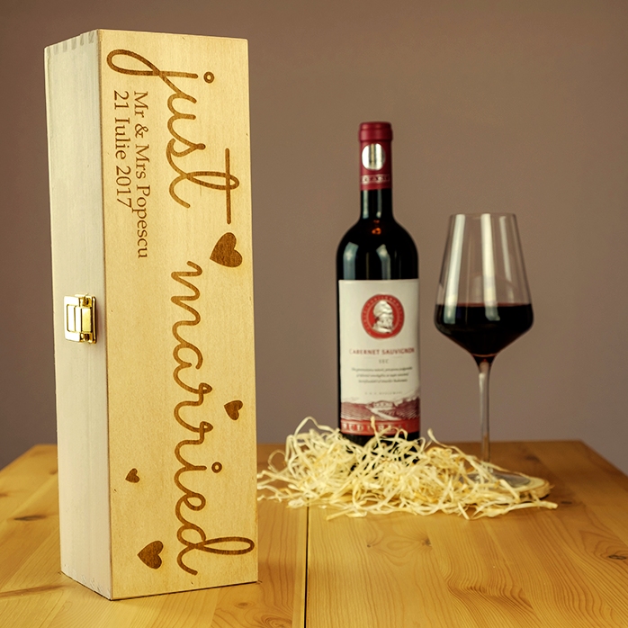 Caja de vino personalizada - «Just married»