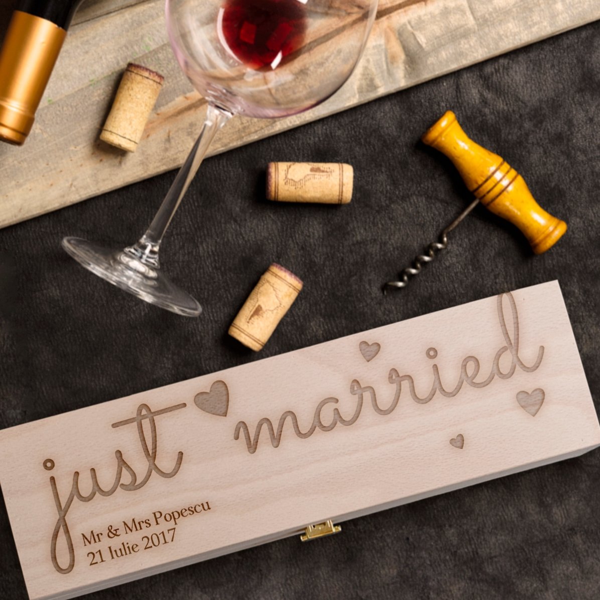 Caja de vino personalizada - «Just married»
