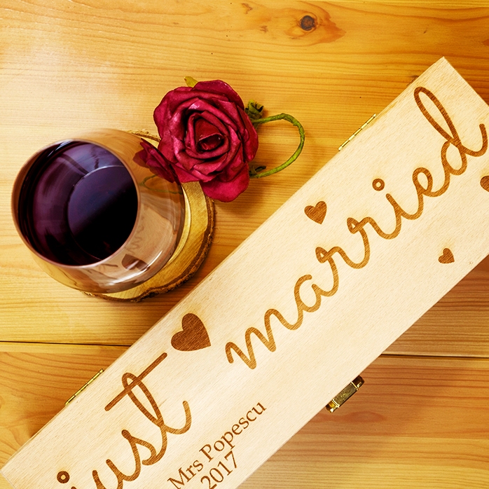 Caja de vino personalizada - «Just married»