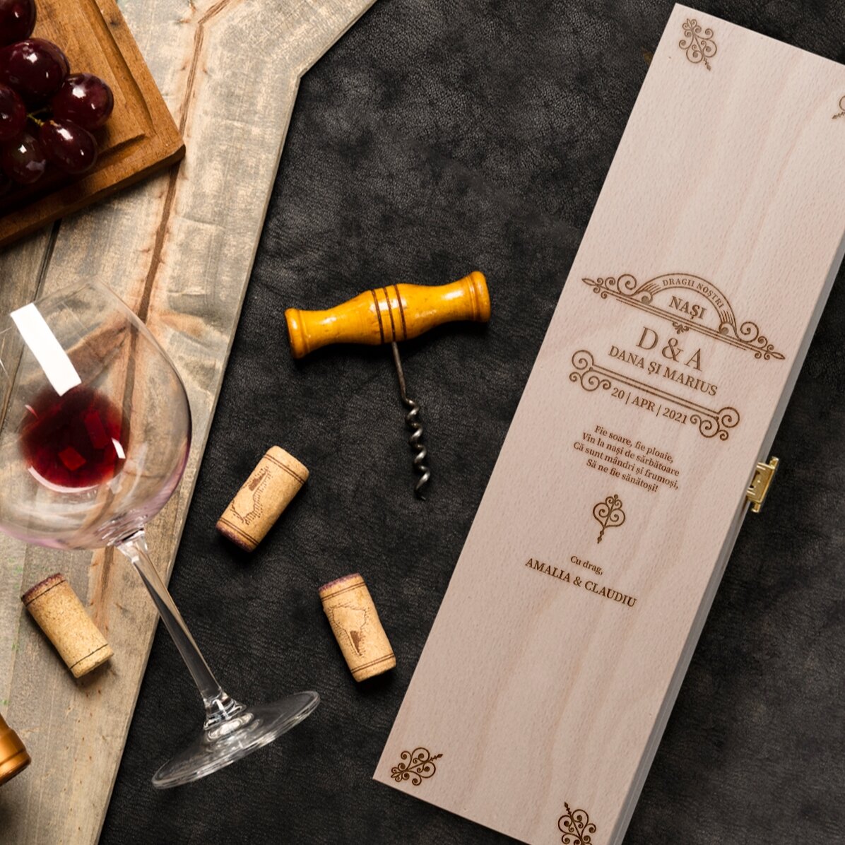 Caja de vino personalizada - Mensaje para los padrinos