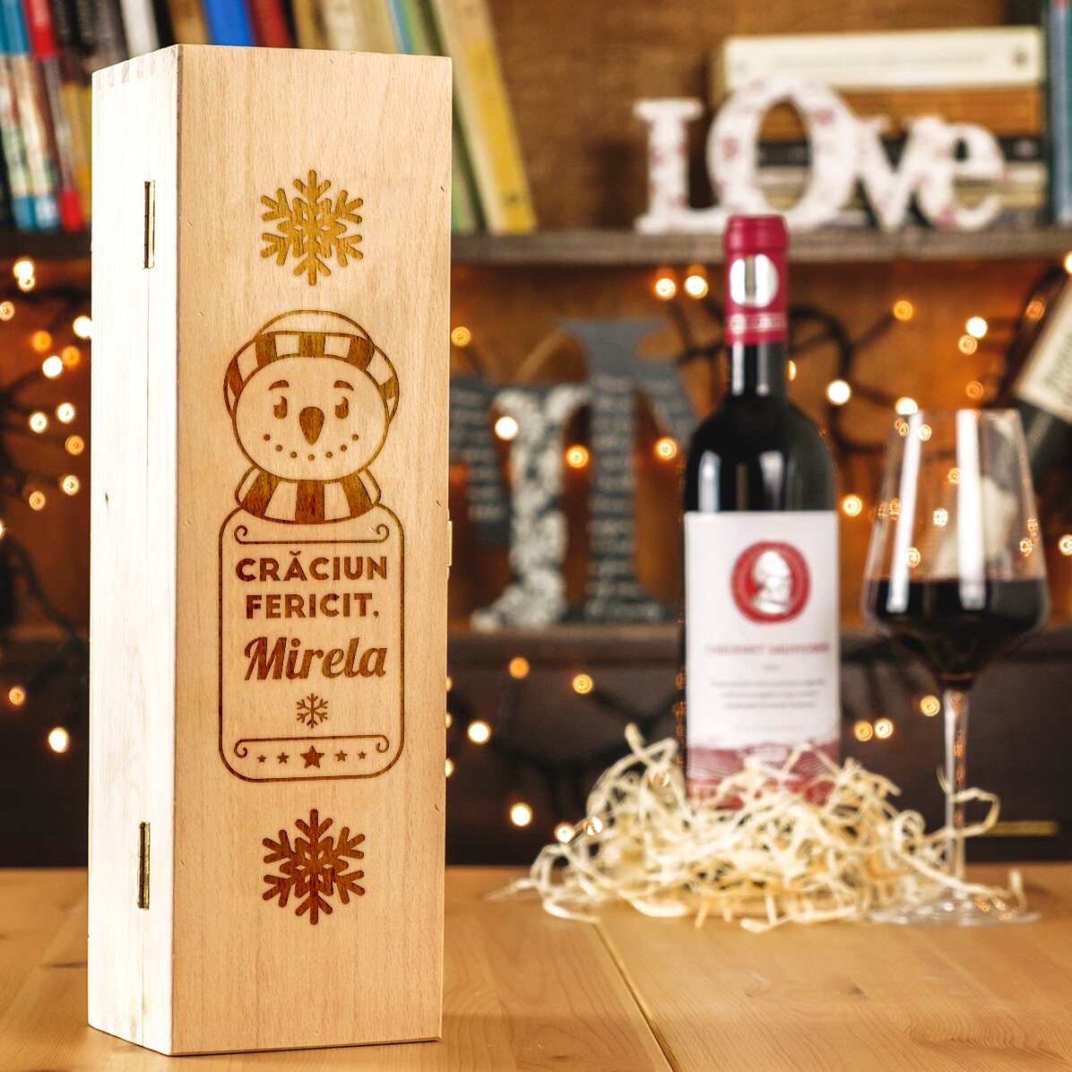 Caja de vino personalizada - Muñeco de nieve