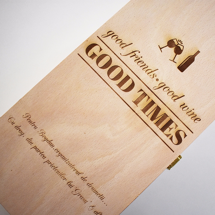 Caja de vino personalizada para dos botellas - Good Friends, Good Wine, Good Times