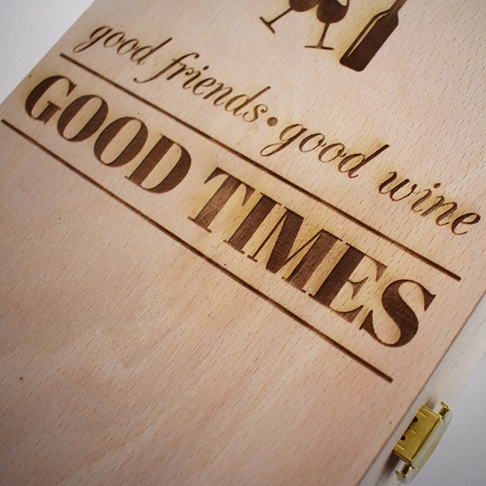 Caja de vino personalizada para dos botellas - Good Friends, Good Wine, Good Times