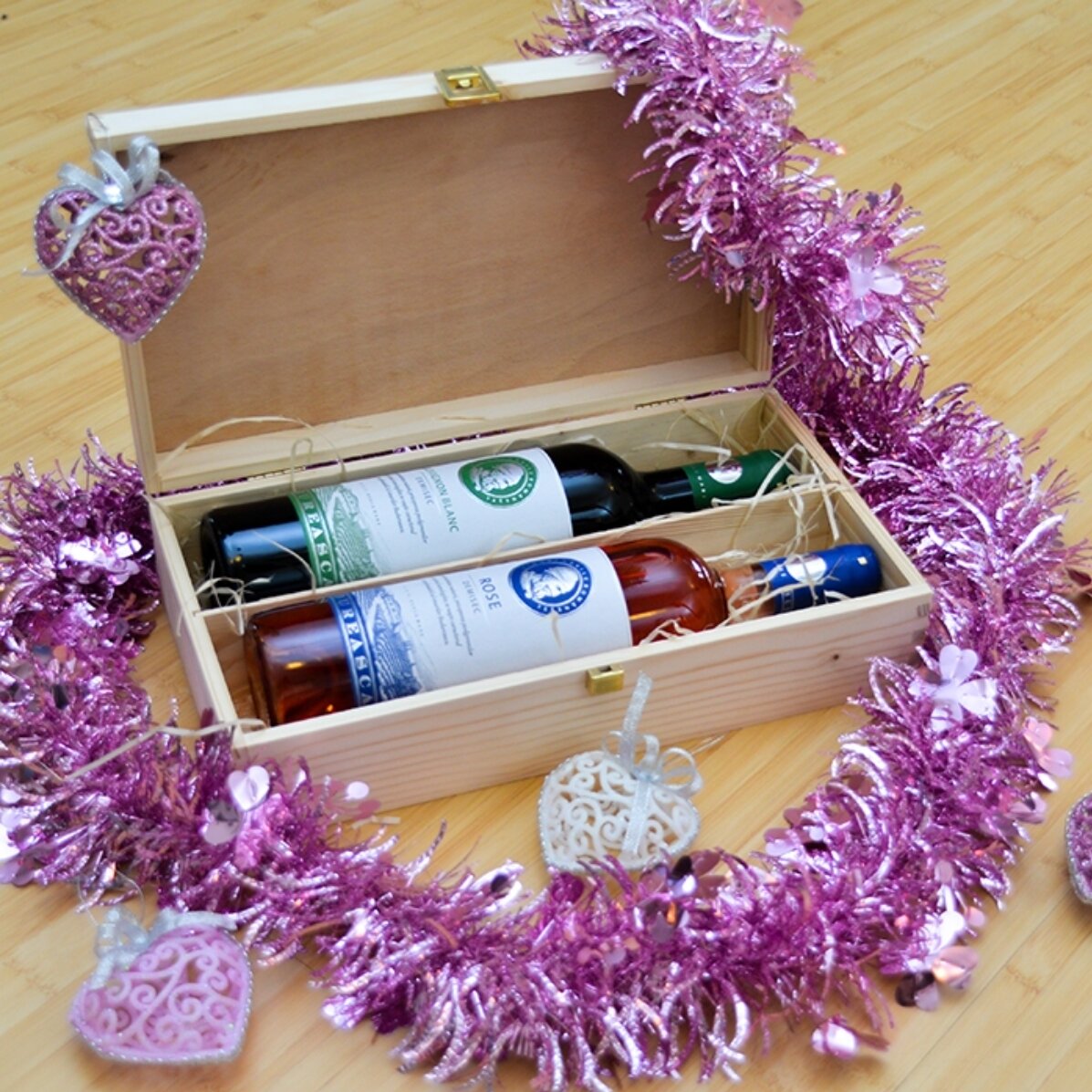 Caja de vino personalizada para dos botellas - Adornos navideños