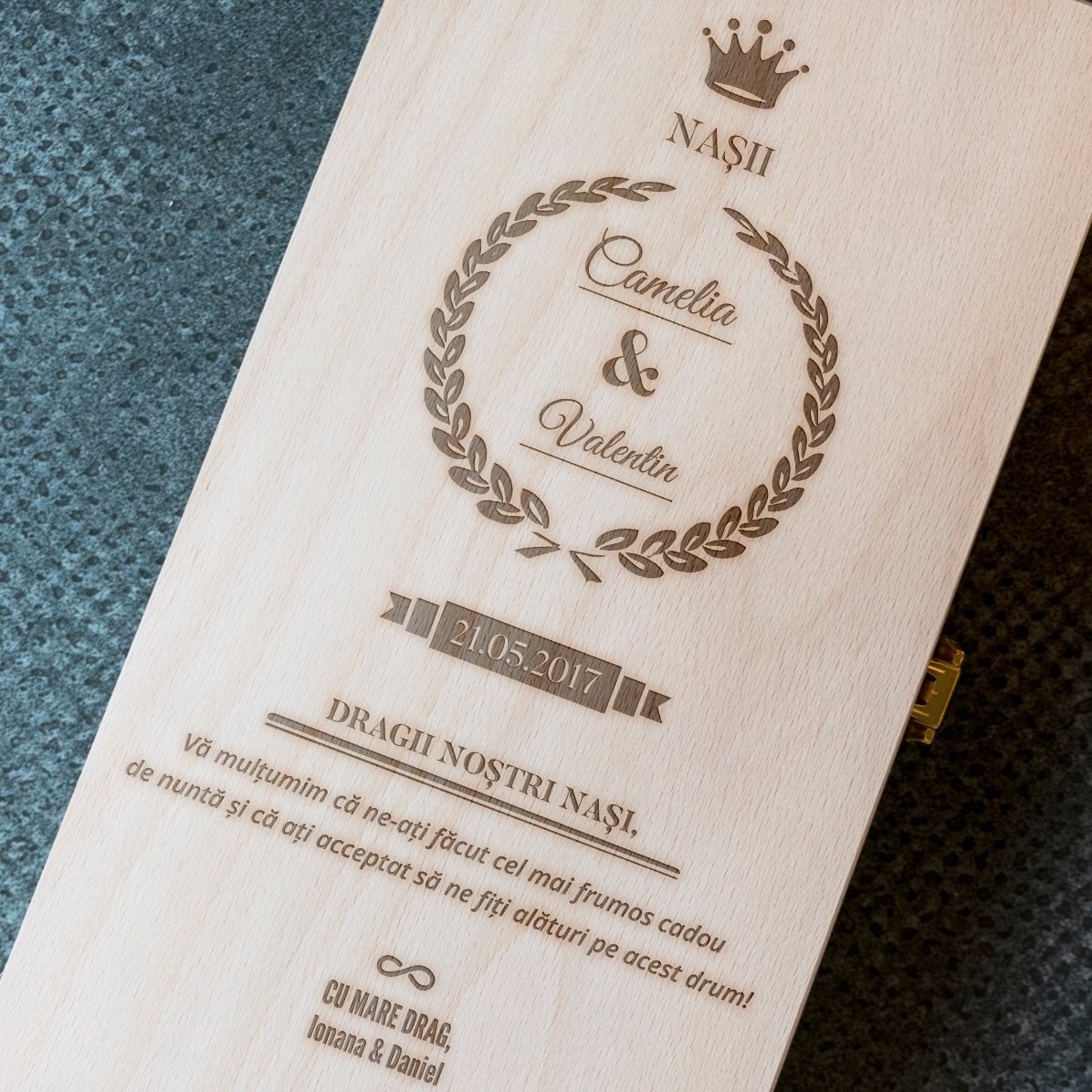 Caja de vino personalizada para dos botellas, para los padrinos
