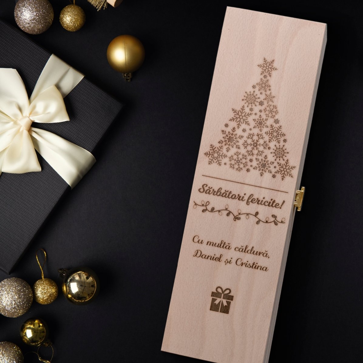 Caja de vino personalizada - Felices fiestas