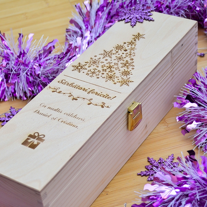 Caja de vino personalizada - Felices fiestas