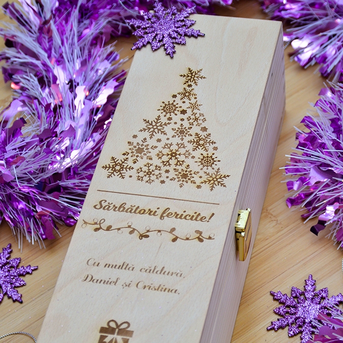 Caja de vino personalizada - Felices fiestas