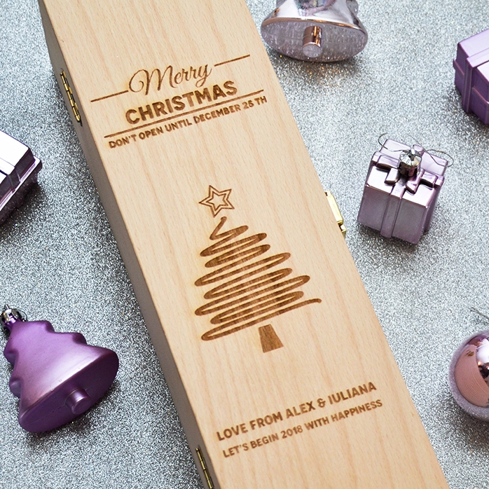 Caja de vino personalizada - Star Christmas Tree