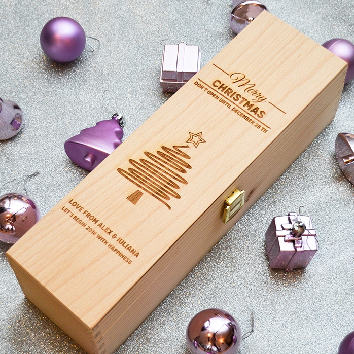 Caja de vino personalizada - Star Christmas Tree
