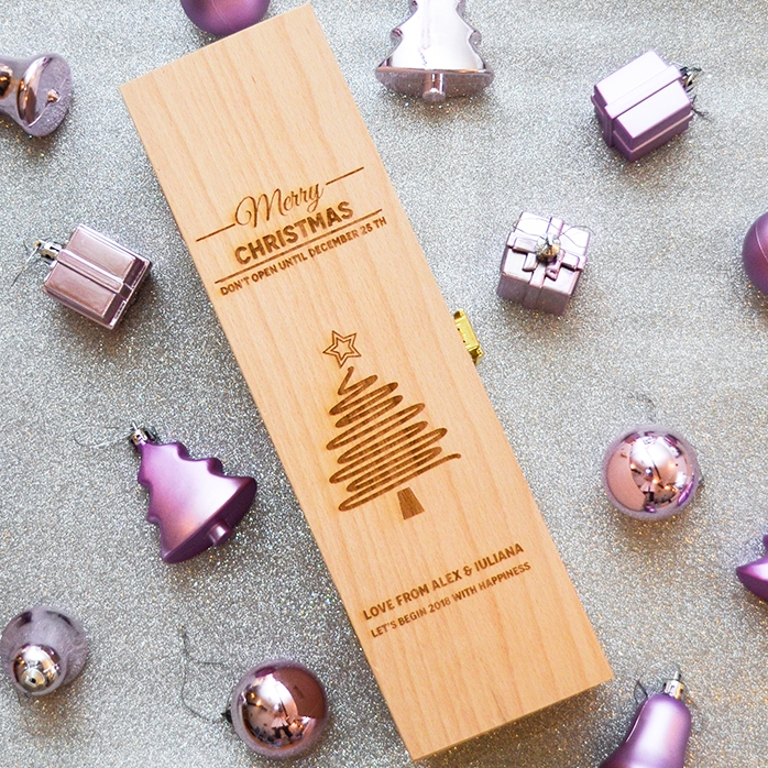 Caja de vino personalizada - Star Christmas Tree