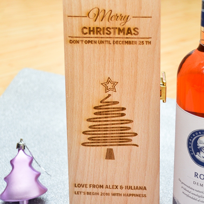 Caja de vino personalizada - Star Christmas Tree