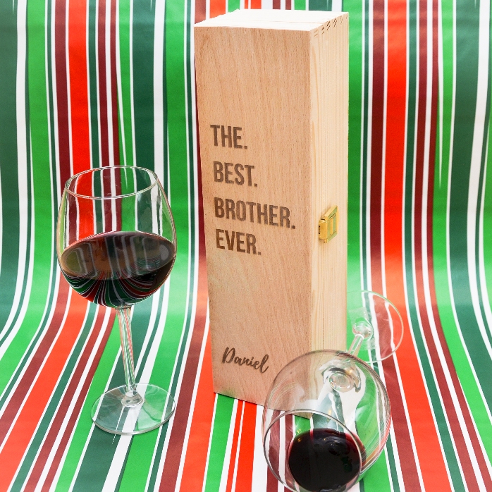 Caja de vino personalizada - «el mejor hermano del mundo»