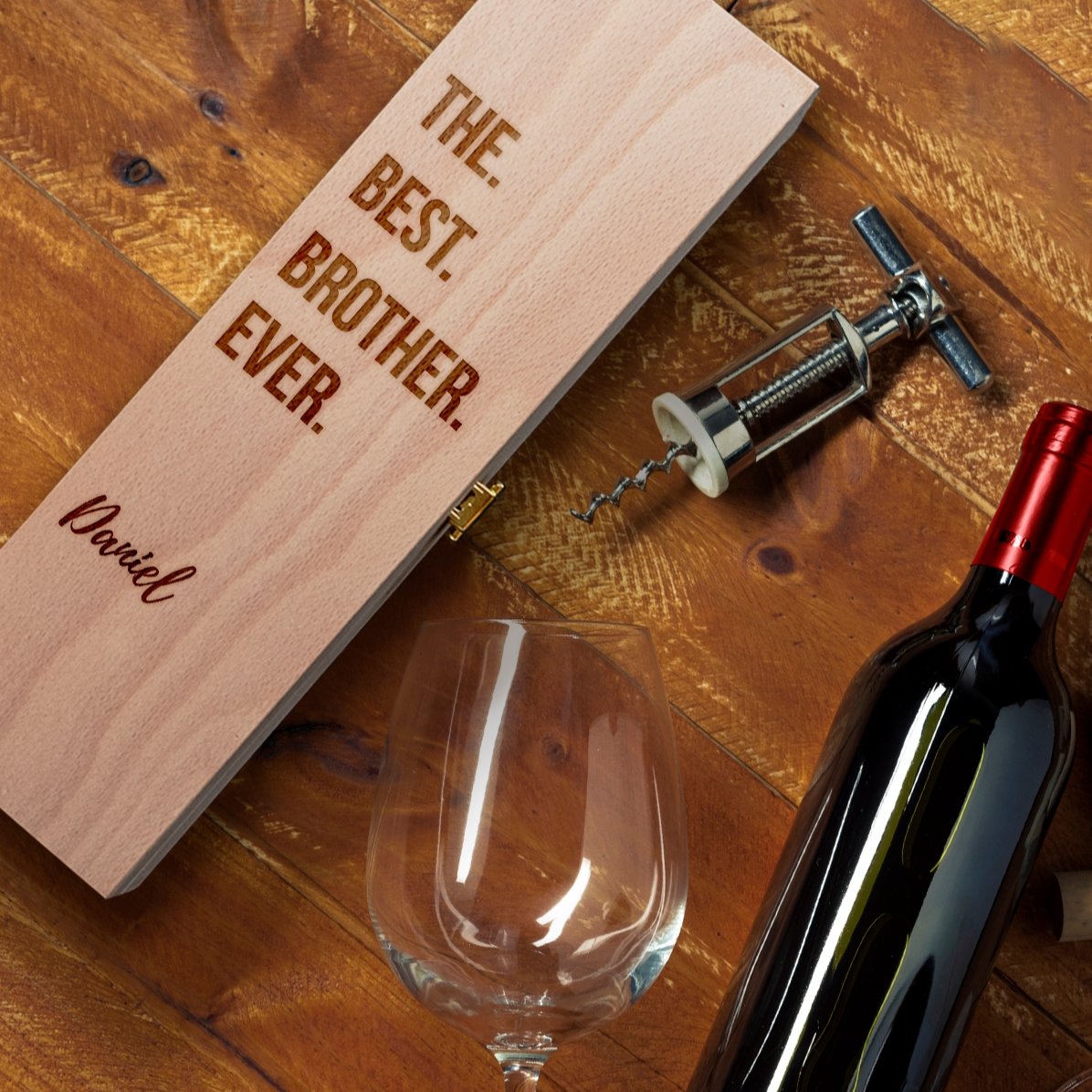Caja de vino personalizada - «el mejor hermano del mundo»