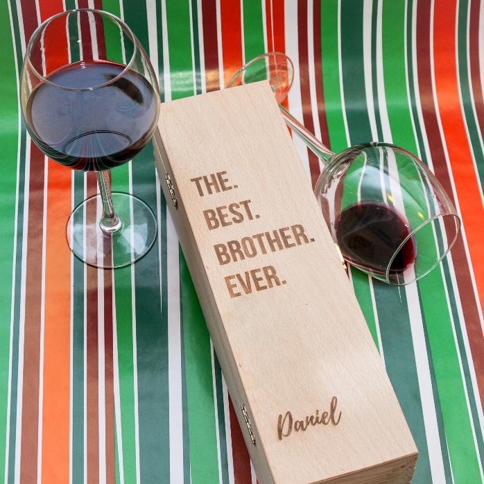 Caja de vino personalizada - «el mejor hermano del mundo»