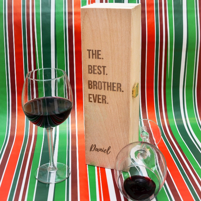 Caja de vino personalizada - «el mejor hermano del mundo»
