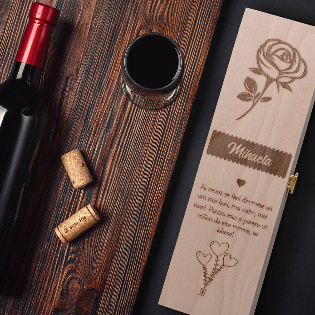 Caja de vino personalizada - La rosa del amor