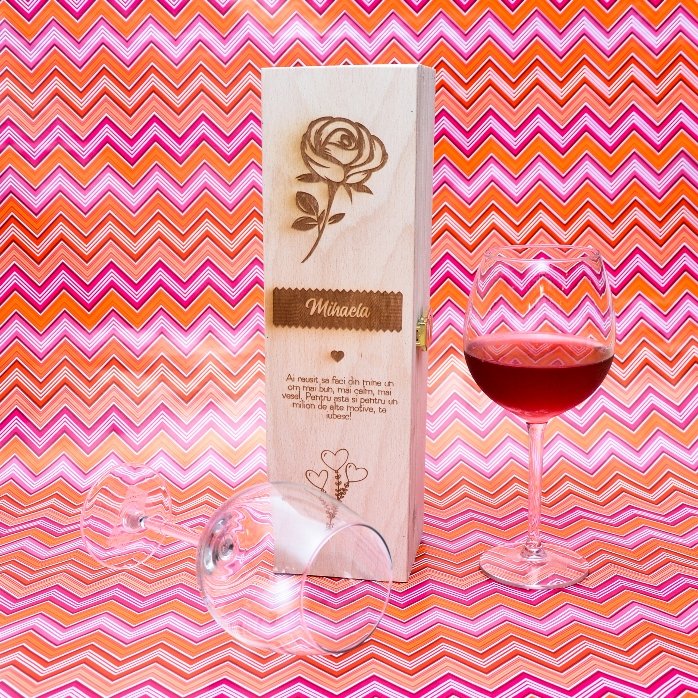 Caja de vino personalizada - La rosa del amor