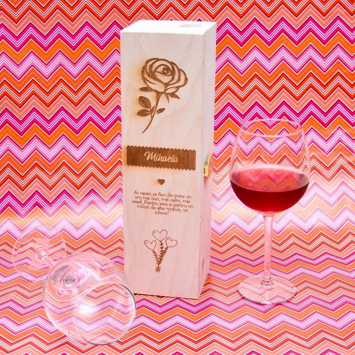 Caja de vino personalizada - La rosa del amor