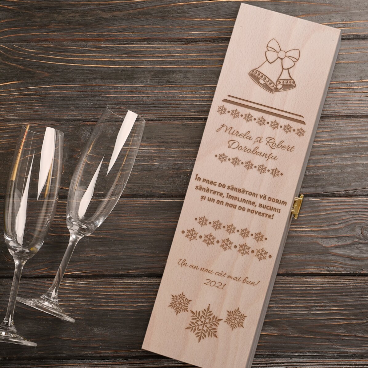 Caja de vino espumoso personalizada - Año Nuevo