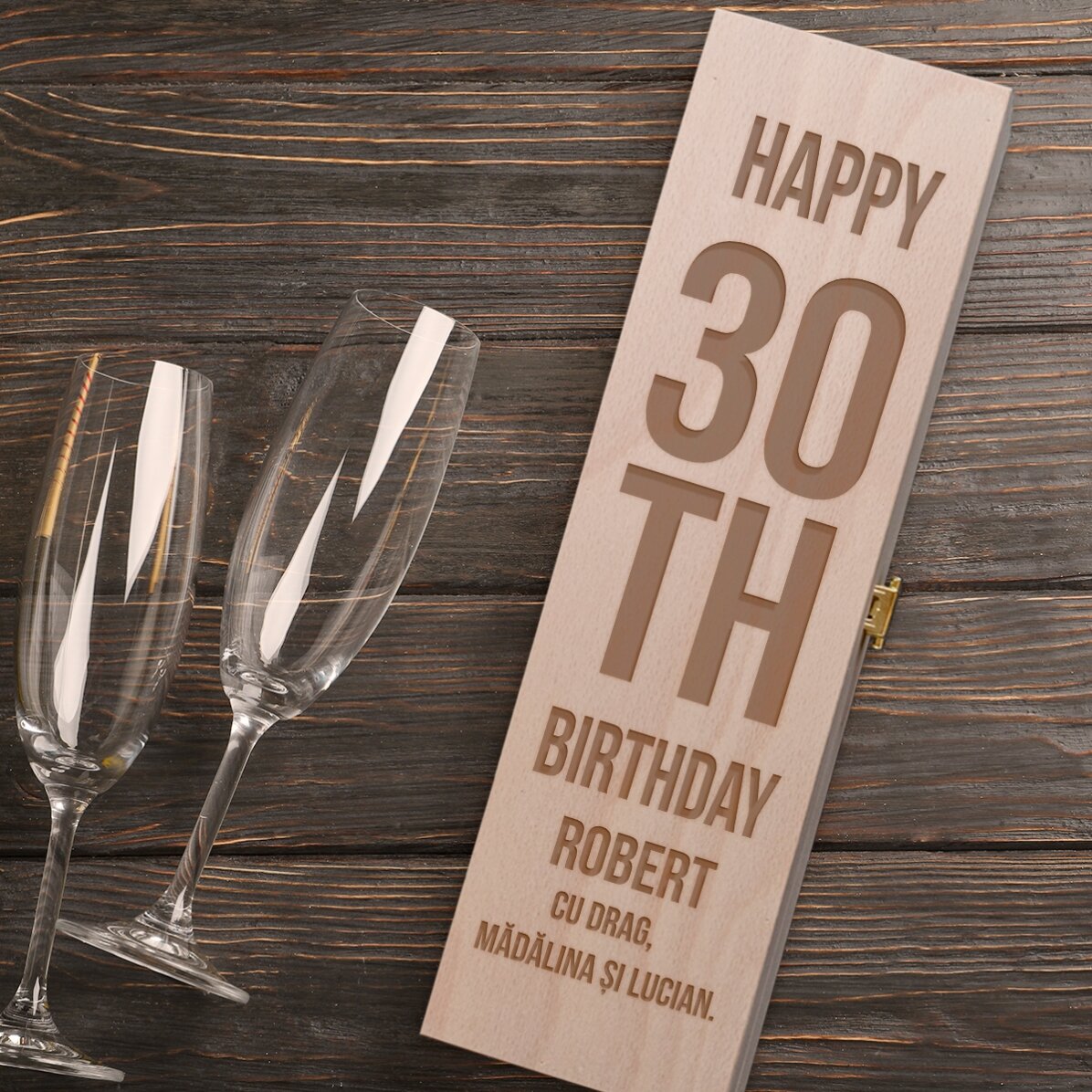 Caja de vino espumoso personalizada - Feliz cumpleaños